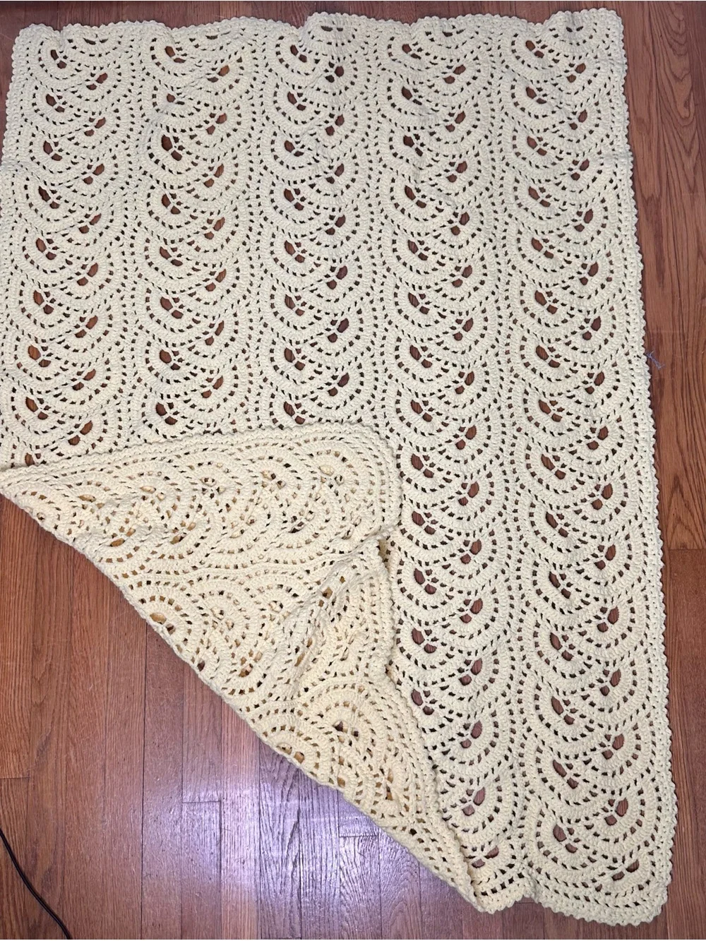 Homemade Swirling Fans Soft Yellow Crochet Throw Blanket - Home Bedding 57x42